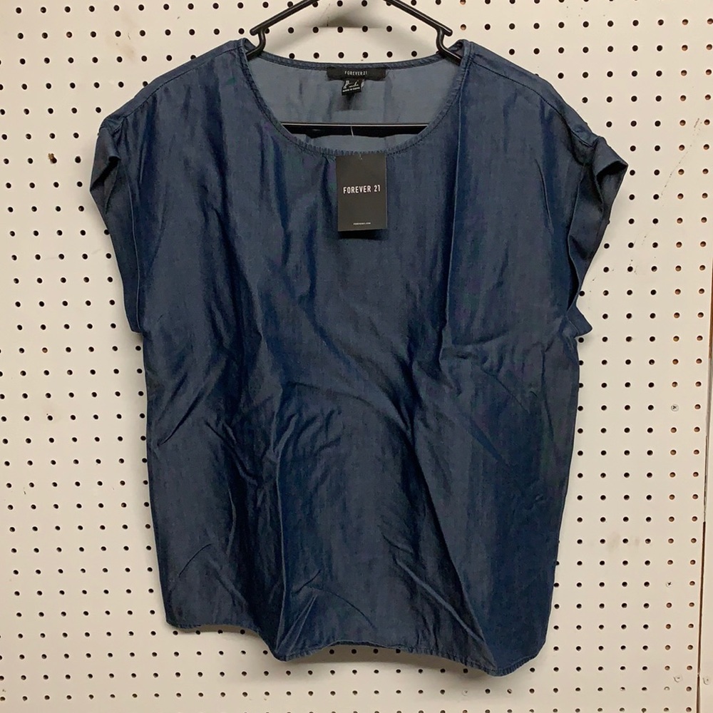 Forever 21 shimmer denim top size small BRAND NEW